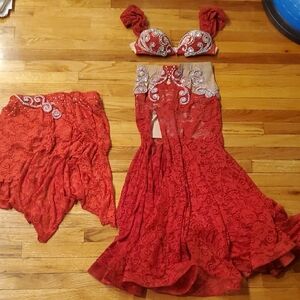 Red And Silver Bellydance Costume